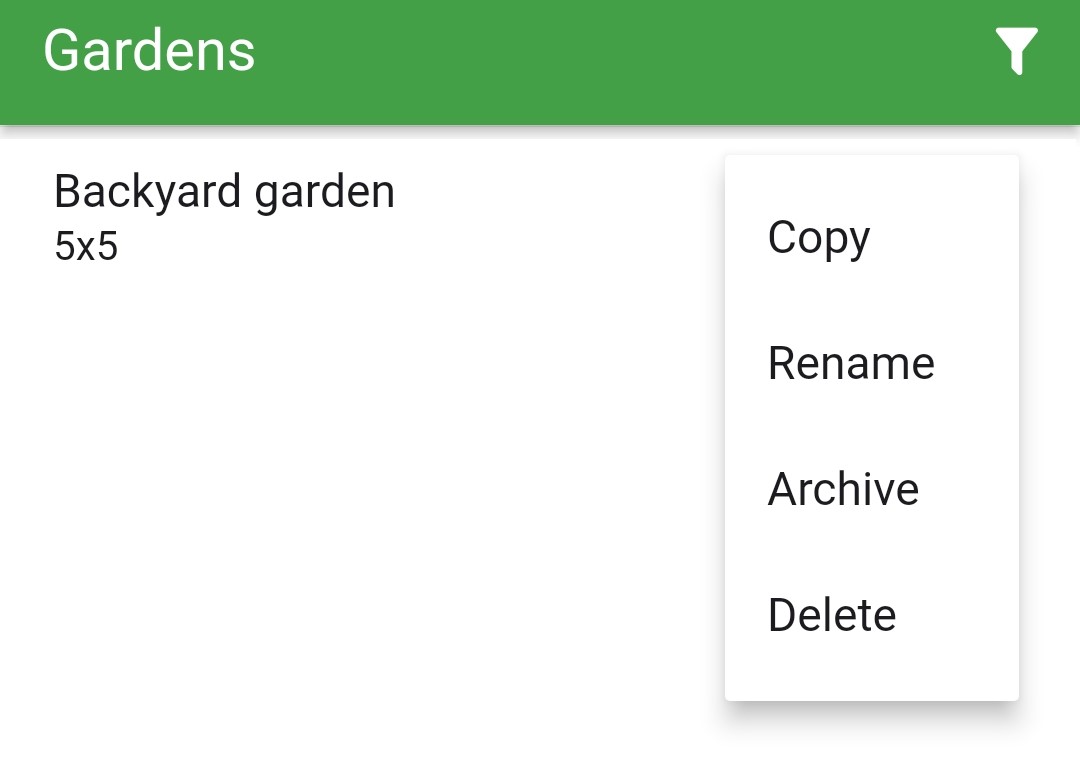 Screenshot of the archive option in the drop-down menu