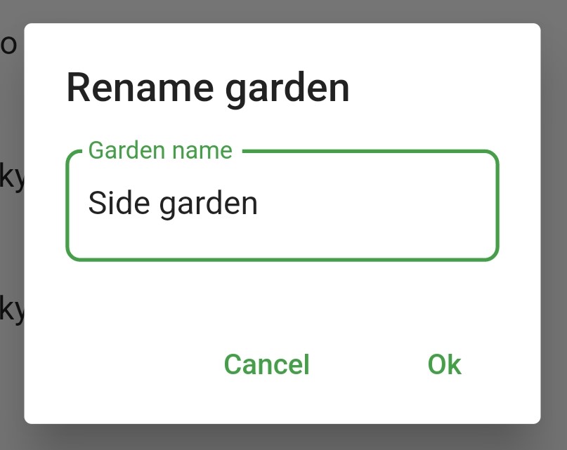 Screenshot of the rename garden window