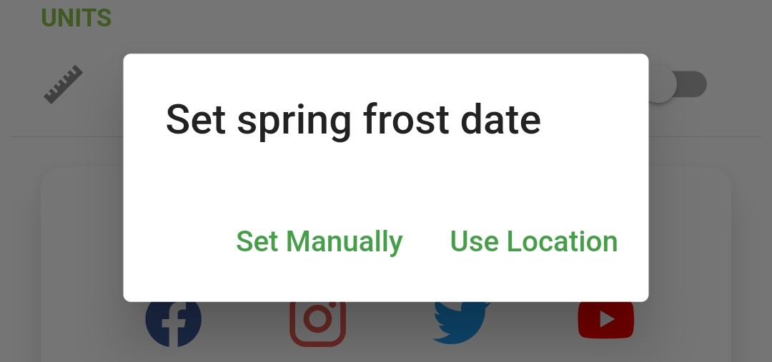 Screenshot of the set spring frost date window