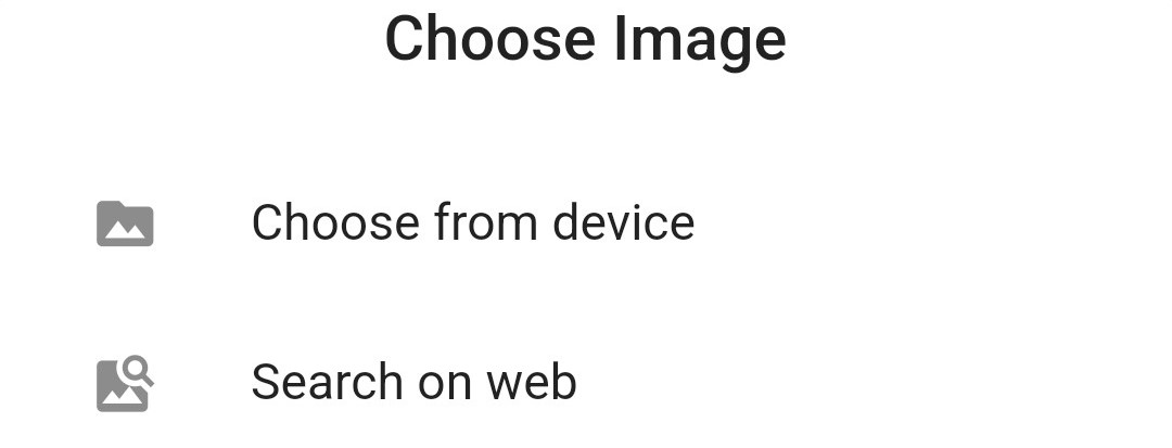 Screenshot of the menu to choose an image source