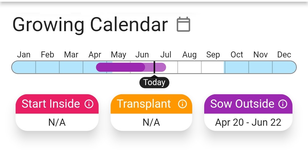 Screenshot of carrots Growing Calendar
