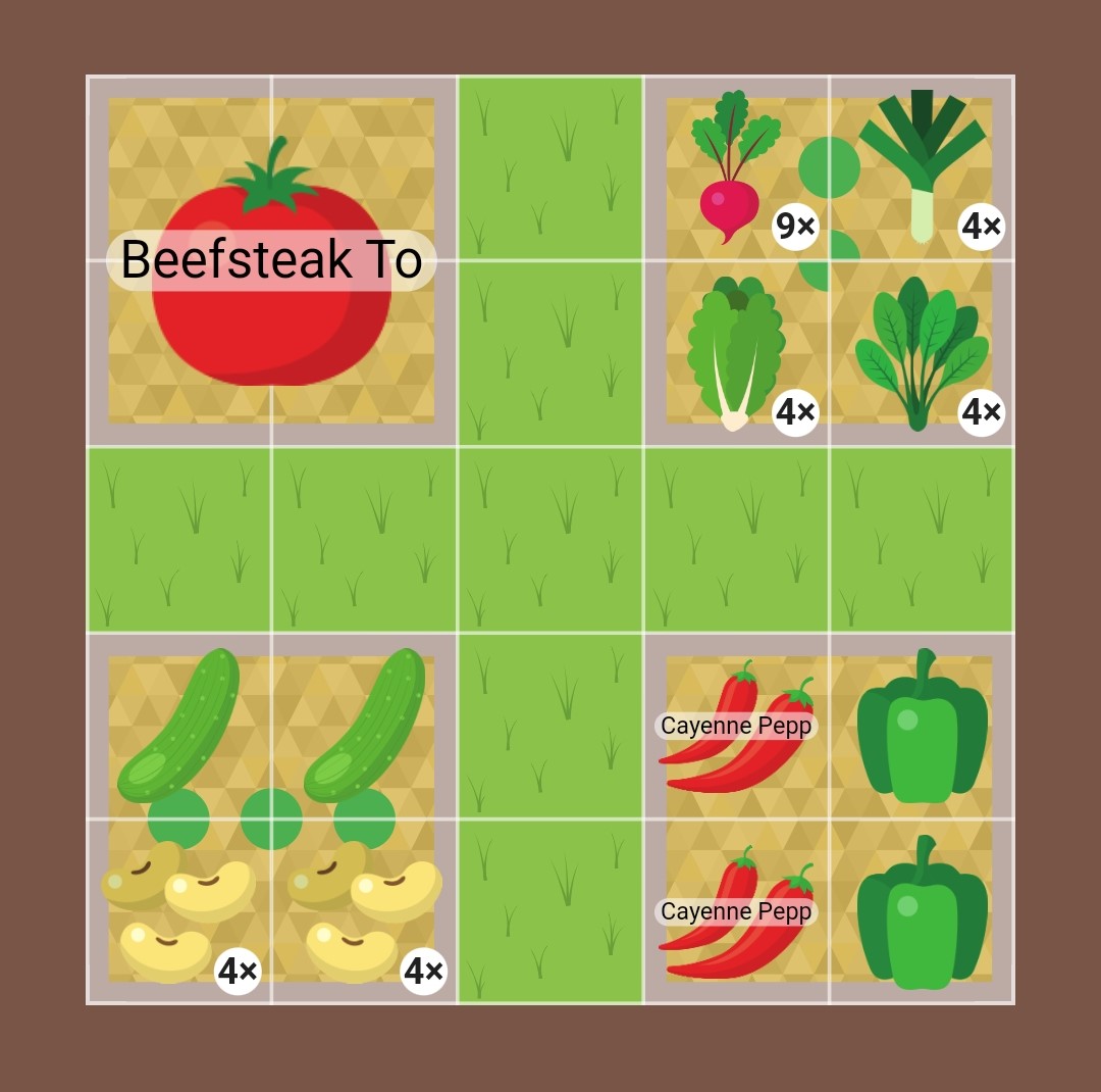 Screenshot of a beefsteak tomato in a garden plan