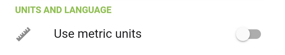 Screenshot of the use metric units setting