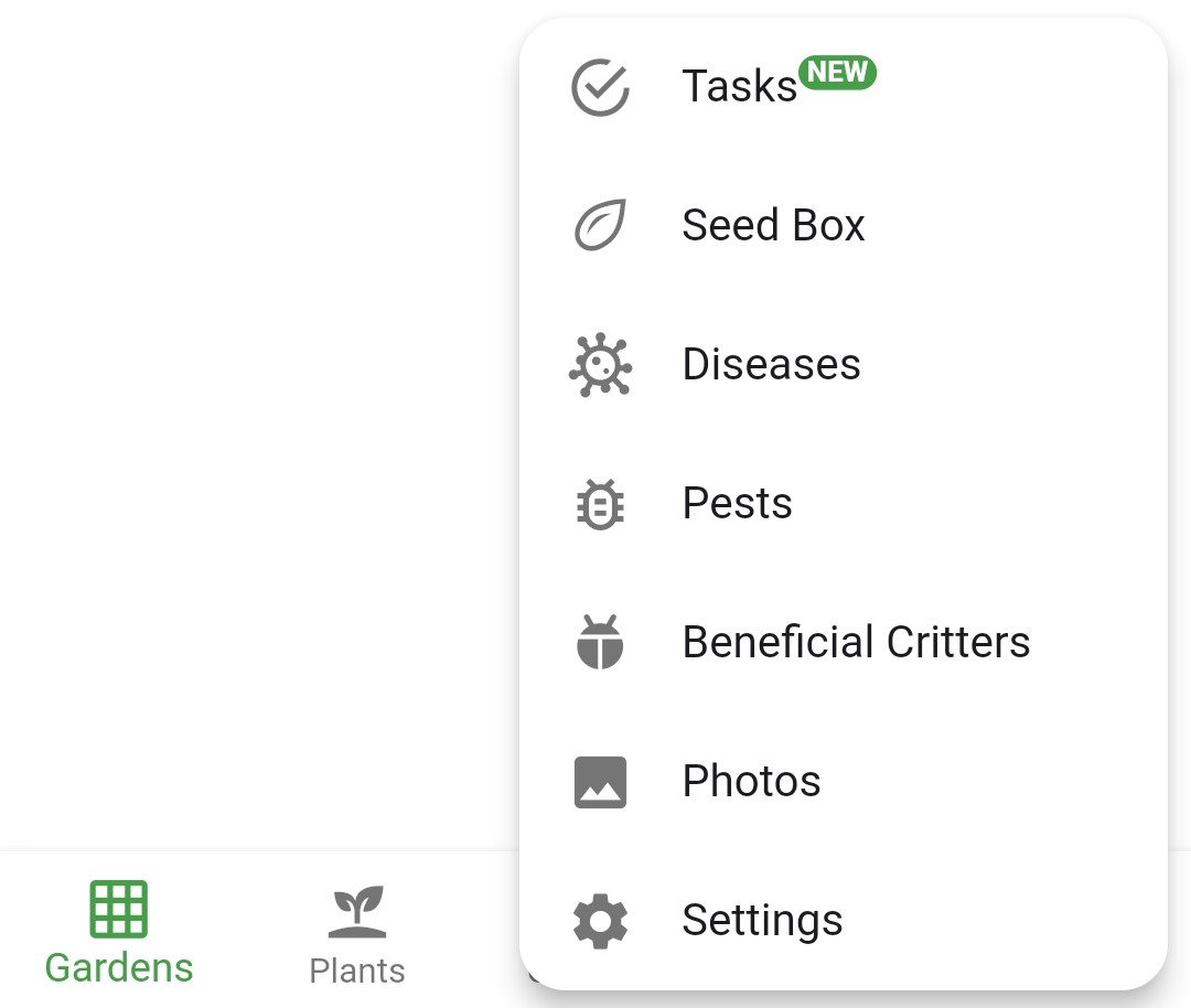 Screenshot of the Tasks menu option